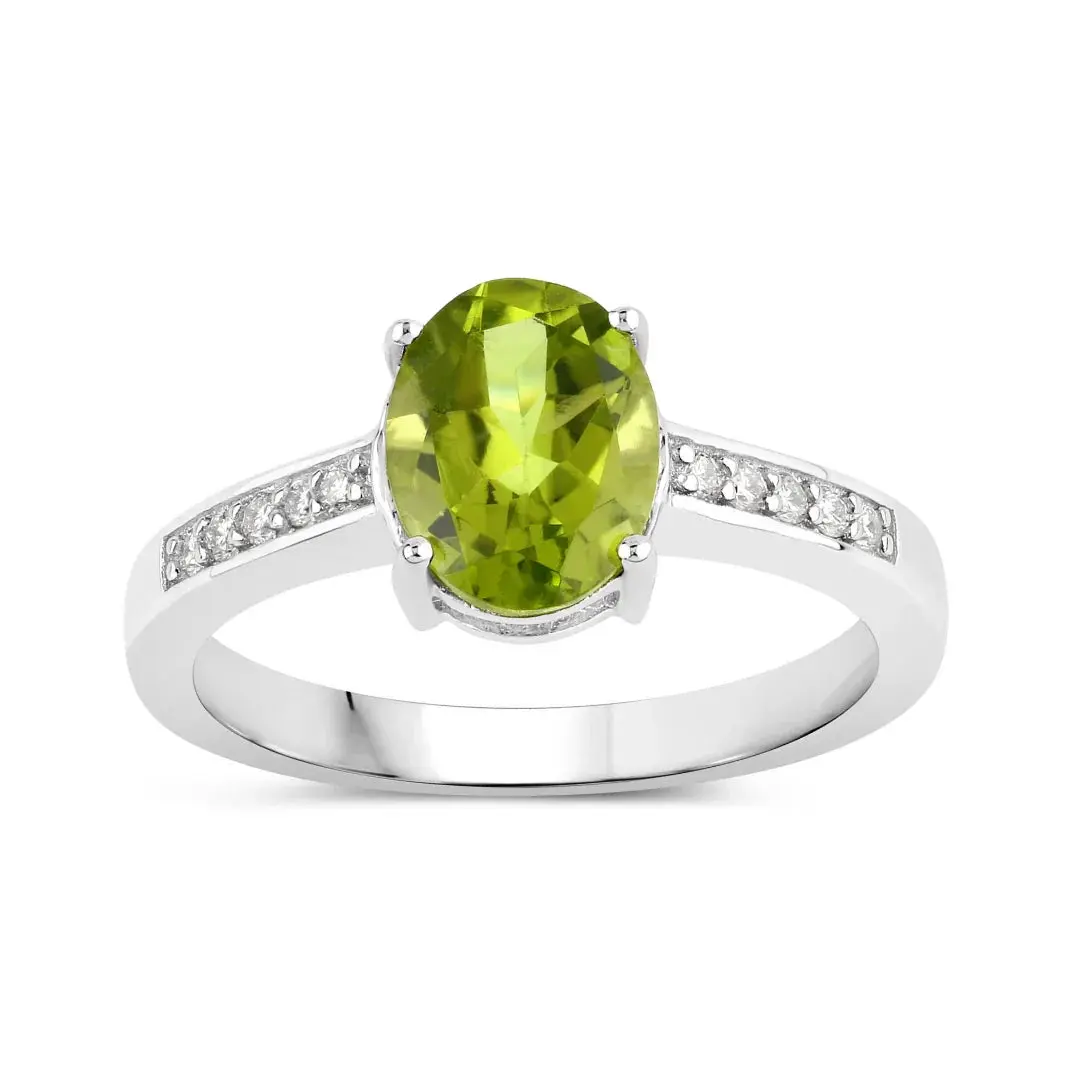 Natural Peridot Lab Diamond Ring