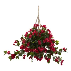 Bougainvillea Hanging Basket by Nearly Natural