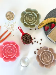 Flower Silicone Slow Feeder Bowl with Suction Cup Base | Puzzle Feeder for Dogs and Cats