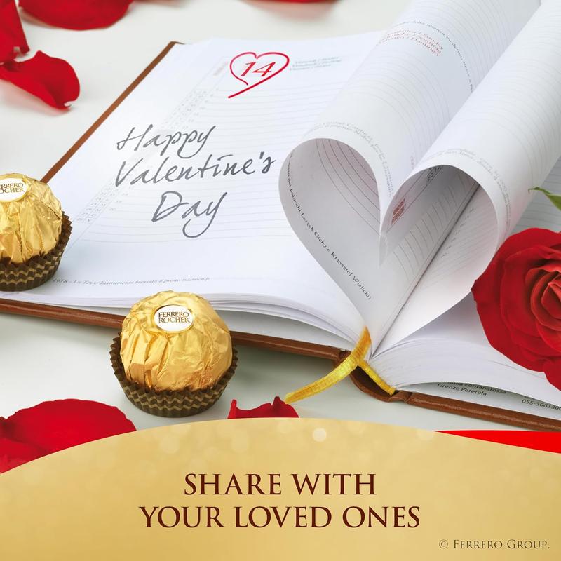 SALE - SALE  - Ferrero Rocher, 16 Count, Gourmet Milk Chocolate Hazelnut, Valentine's Chocolate, Individually Wrapped, 6.2 oz