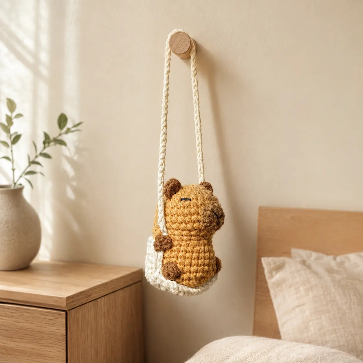 Crochet Capybara Car Hanging, Crochet Capybara Ornaments, Rearview Mirror Charm, Cute Accessory, Car Decorations, Car Charm, Gift for Her