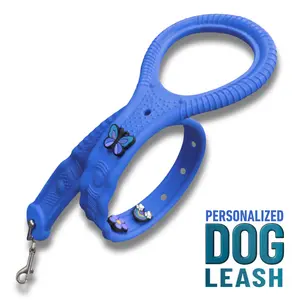 PYNZ Leash - Jersey Blue, Lightweight & Durable EVA, Waterproof, Non-Slip Grip, Tangle-Free, Customizable with PetPYNZ Charms, Secure Alloy Snap Hook, Personalized Dog Leash