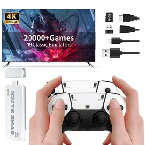 Wireless Retro Gaming Stick with Dual Controllers, 20,000 Games and 19 Emulators, Plug and Play 4K HD Retro Game Console
