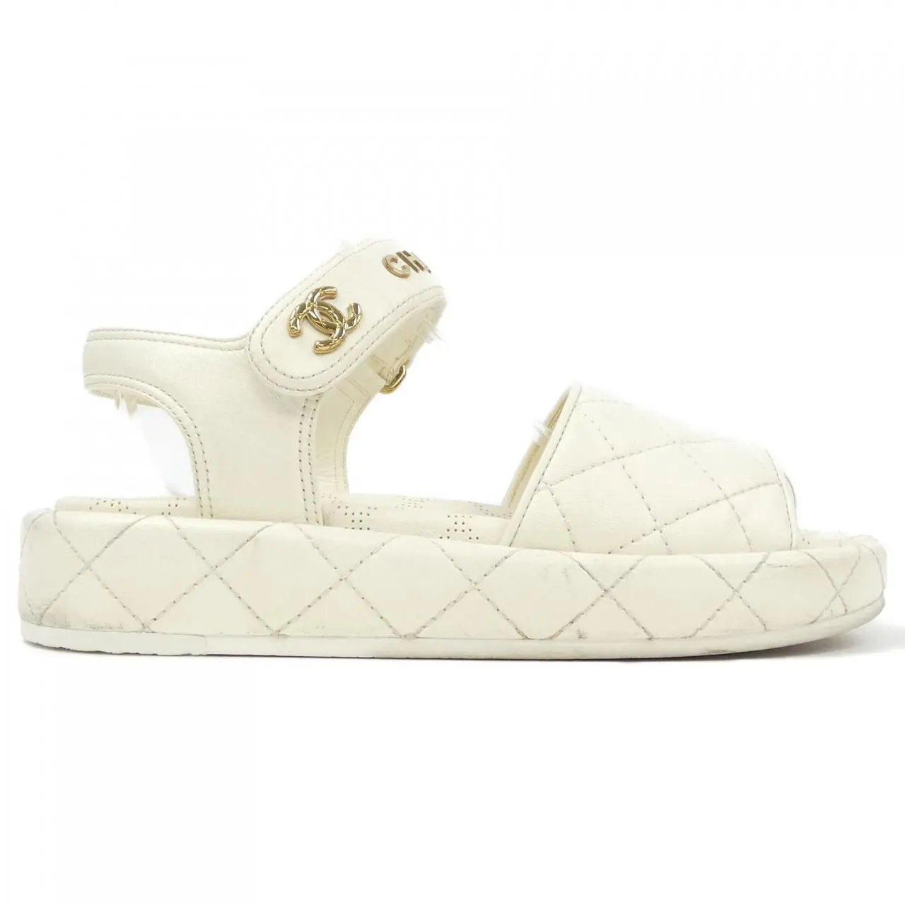 Pre-owned CHANEL Lambskin Small Leather Goods G45430B15279 Iridescent Sandals