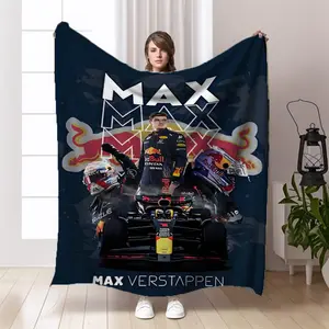 MAX VERSTAPPEN Racing Flannel Blanket - A soft flannel shawl suitable for all seasons, perfect for camping, travel, home, and office use - the ideal gift for motorsports enthusiasts. warm nap blanket