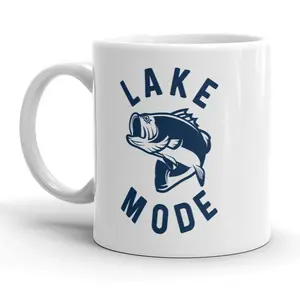 Lake Mode Mug Funny Outdoors Fishing Coffee Cup - 11oz Funny Coffee Mugs Ceramic Printed Drinkware Cup