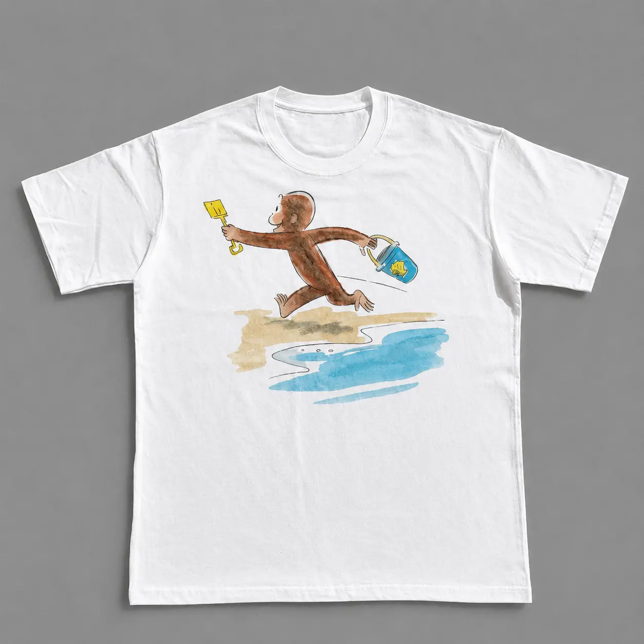 Men's Tee Curious George Kids Book Graphic T-Shirt 100% Cotton 90s Vintage Childhood Nostalgia Classic Cartoon Fan Outfit