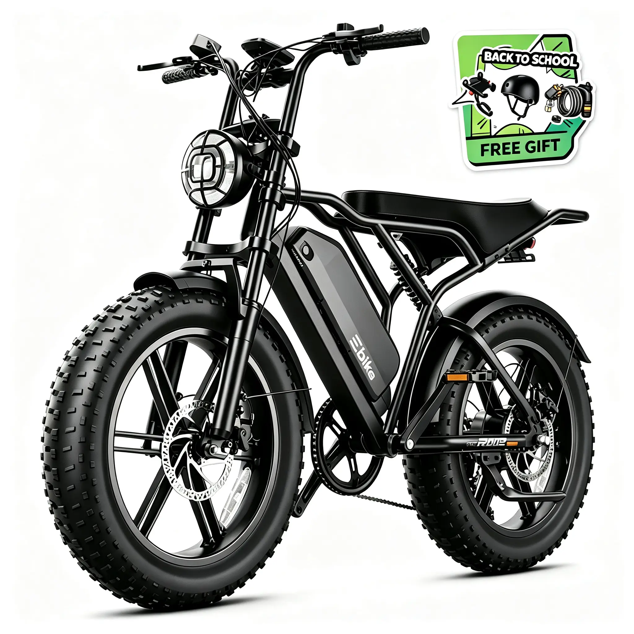 Backtoschool【TST R002 Ebike】TST Electric Bike for Adults 1500W Peak 20" Fat Tire All-Terrain E-Bike 60/110 Miles 28MPH Electric Dirt Bike for Road Sand Mountain Snow - 48V 15/25AH Battery Powered Electric Motorcycle