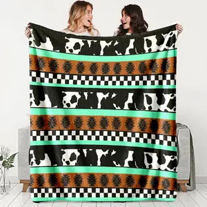 Western Style Patchwork Flannel Blanket, Soft Skin-Friendly Fabric, Multi-Scene Use, All-Season Comfortable Throw, Easy Care & Low Sensitivity