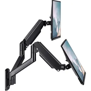 Dual  Wall Mount for 17 to 32 inch Screens,  Wall Mounts for 2 Monitors, Holds up to 22 lbs, Fully Adjustable  Arm,75x75/100x100 VESA Wall Mount (GSWM002), Black