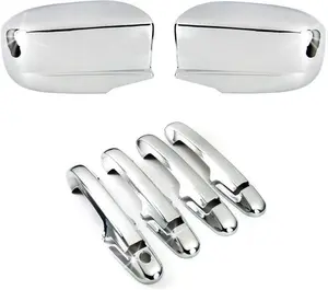 Chrome Plated Plastic Door Handle+Mirror Tape-On Covers Compatible with Accord