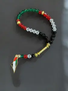 Palestine Masbaha 33 Beads or 99 Beads with Precosia Crystals & Palestine Pendent in Red, Green, Black, and Gold Colors