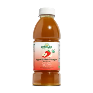 Dynamic Health Apple Cider Vinegar with Mother Organic 16 fl oz – Raw Unfiltered ACV Drink, No Added Sugar, USDA Organic & Kosher Wellness Support