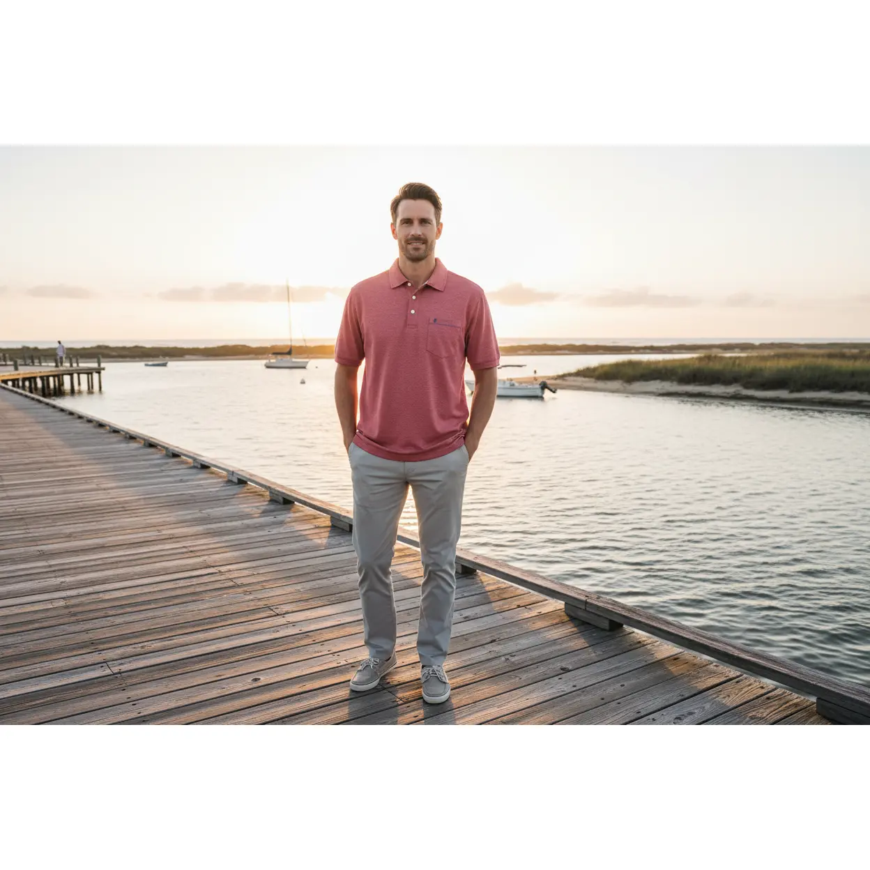 IZOD Men's Classic Saltwater Casual Polo Shirt - Menswear Apparel, Embroidered Detail, Button-Front, Pocket, Soft Top, Office & Daily Wear, Saltwater Red, Size M (New With Tags), Fabric, Evening, Short Sleeves, Smart Casual Style, Soft Touch, Functional P