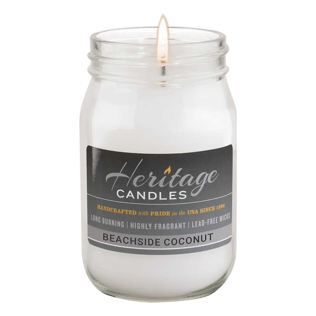 16-oz Canning Jar Candle - Beachside Coconut