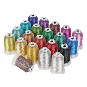 Multiple Assorted Colors Metallic Embroidery Machine Thread Kit 500M (550Y) Each Spool  Sewing Thread  DIY Elegant Clothing Polyester Resistant Seamless Stitching
