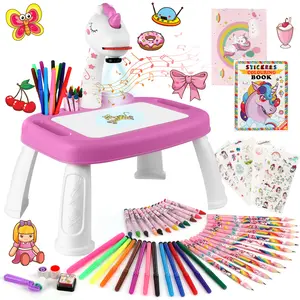 Drawing Projector for Kids, Art and Crafts, Drawing Board with Music, Color Pens, Pencils, Crayons, Scrapbook, Unicorn Sticker Book, Ideal Toy for 3+ Year Old Girls & Boys (Unicorn Kit)