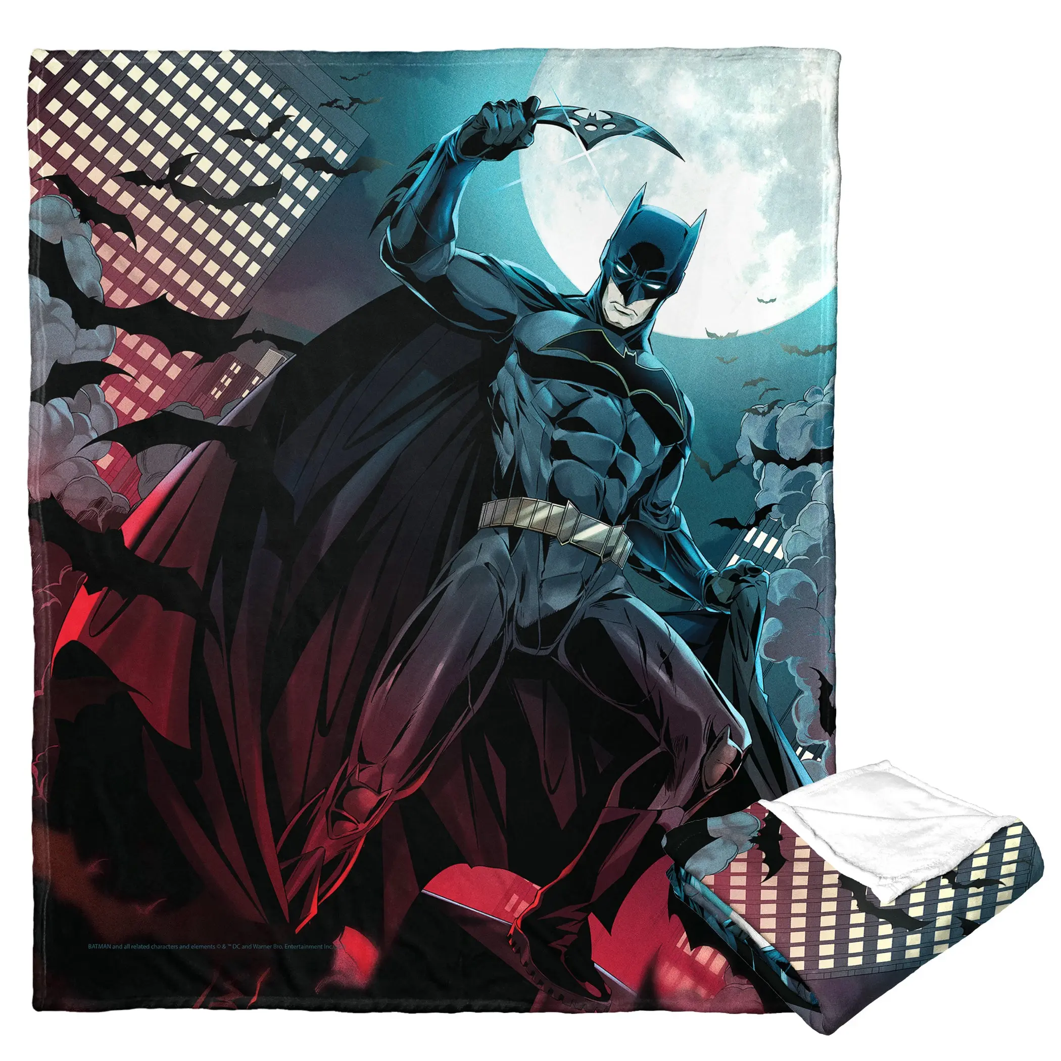 Warner Bros. Batman Bold Superhero Theme Silk Touch Throw Blanket, 50x60 In, Soft Texture, Home & Room Decor Essential