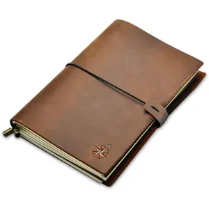 A5 Travelers Notebook - Refillable  Journal - 6" x 8.5" (15 x 22cm) - Handcrafted Crazy Horse Leather - 120 GSM Blank Inserts - Travel Journal