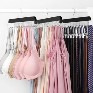 2-Pack Foldable Bra & Tank Top Hangers - 40-Hook Wooden Closet Organizer - Space-Saving for Scarves, Belts & Ties Hanging
