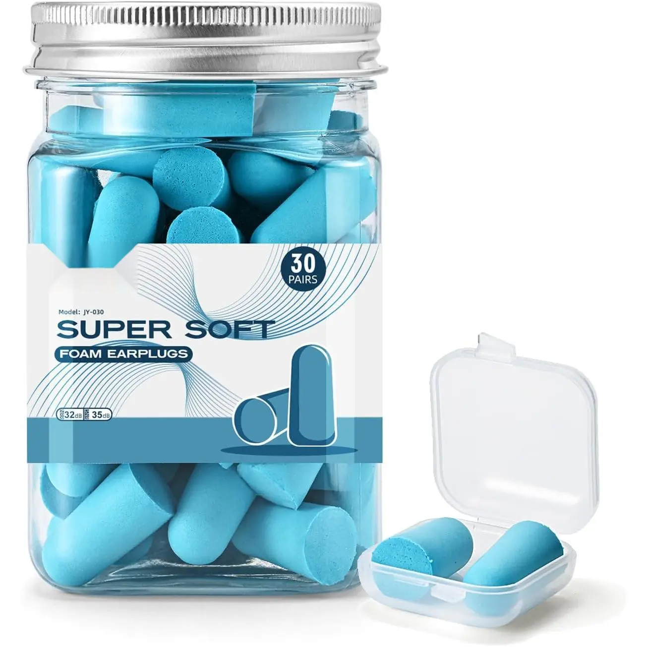 30Pair Soft Foam EarPlugs, 32dB Disposable Sound Blocking Noise Cancelling Ear Plugs for Sleeping/Concerts Loud Music/Shooting Guns/Work Construction, Hearing Safety Protection (Blue) eargasm reusable silicone high fidelity