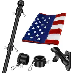 Flag Pole for Outside House,  Flag with Pole for House, Wall Mount Flag Pole with Bracket for Home Porch, Residential or Commerical Tangle Free Flag Pole Kit