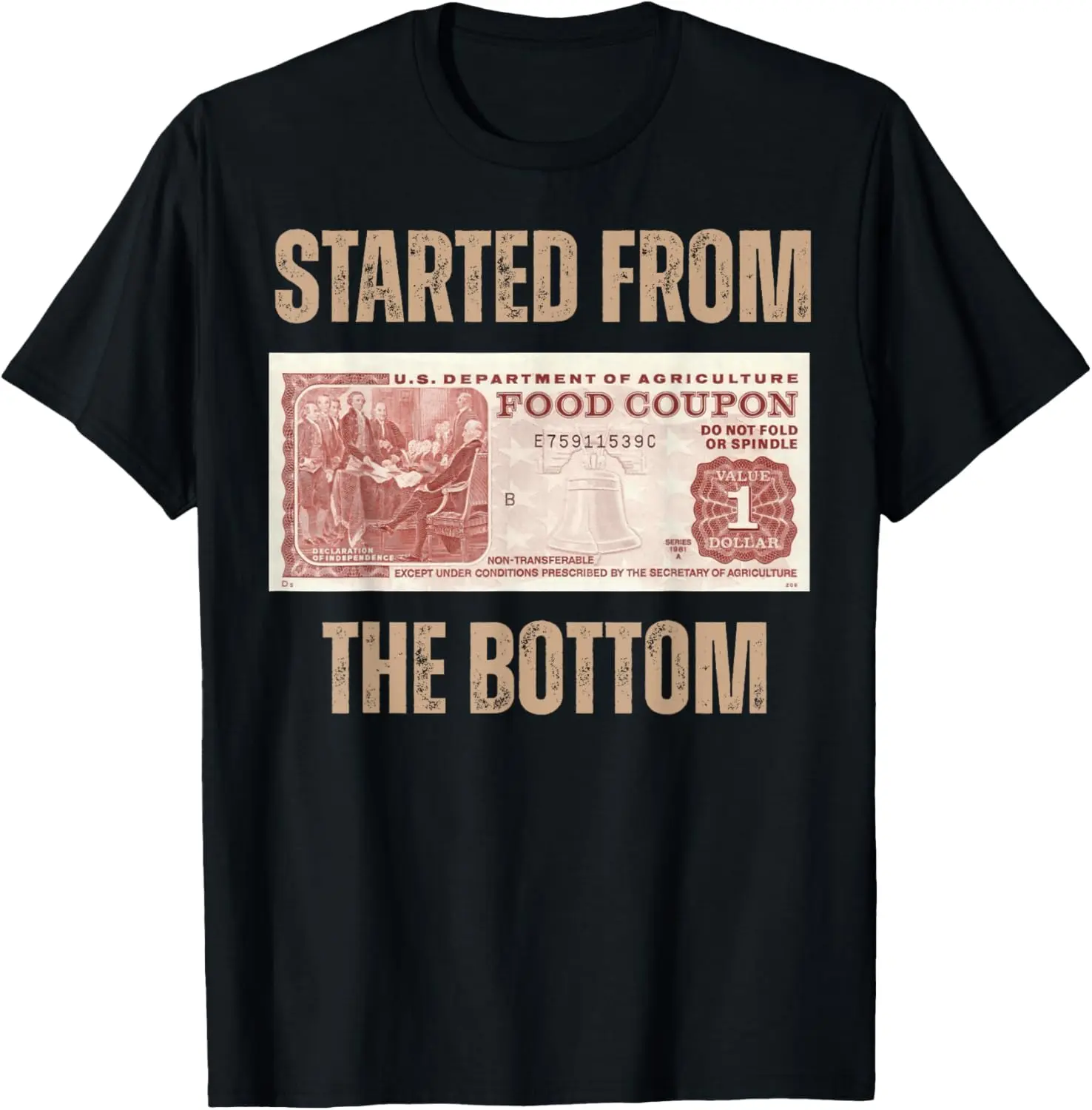 Men's 'Started From the Bottom' Playful Graphic T-Shirt, Vintage Distressed 100% Cotton Short Sleeve Casual Streetwear Top, Tshirt, Menswear