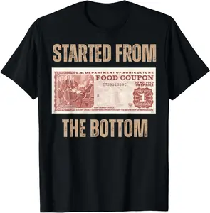 Unisex Graphic T-Shirt, "Started From the Bottom" Vintage Style 100% Cotton Short Sleeve Round Neck Casual Top