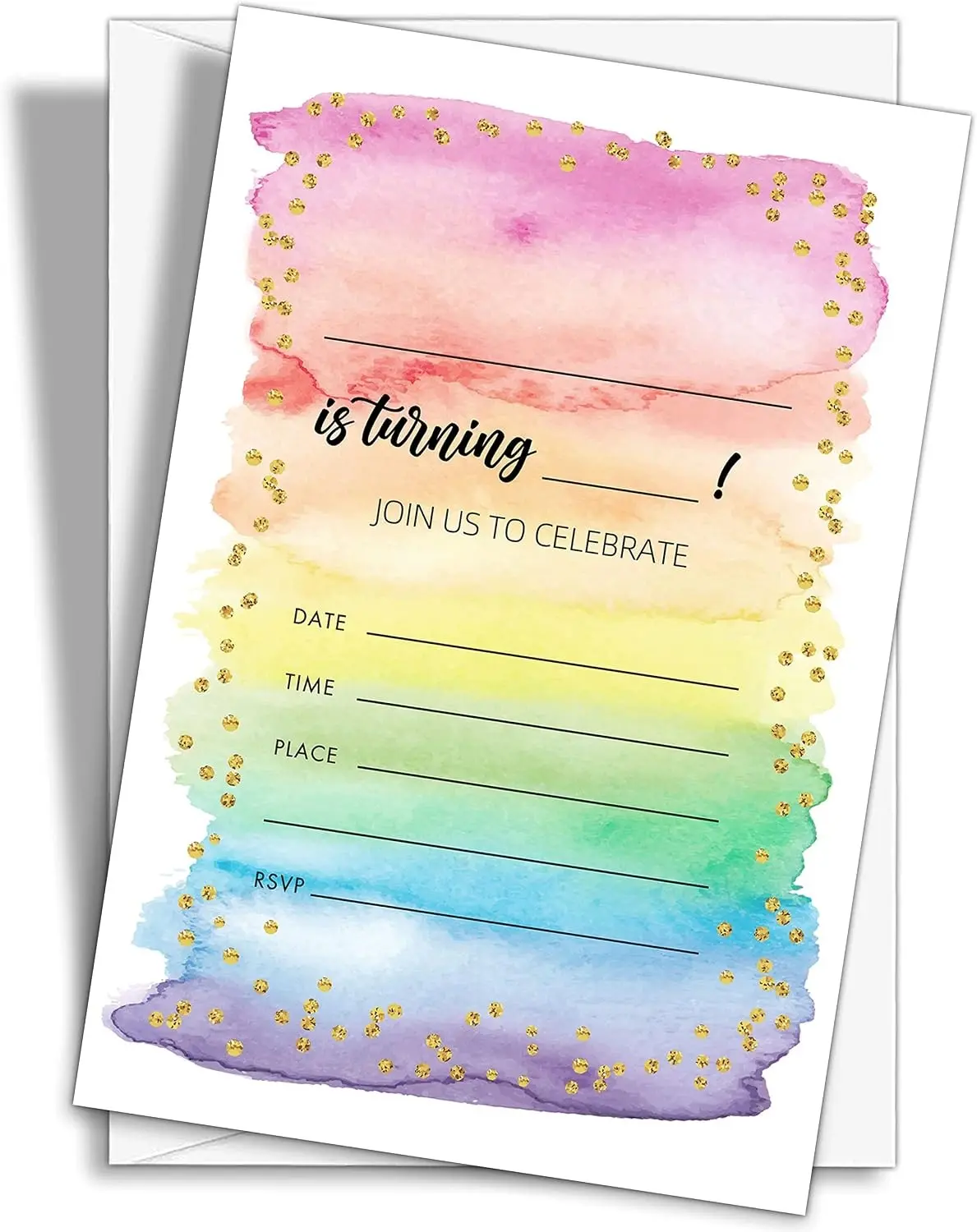 Colorful Rainbow Birthday Party Invitations