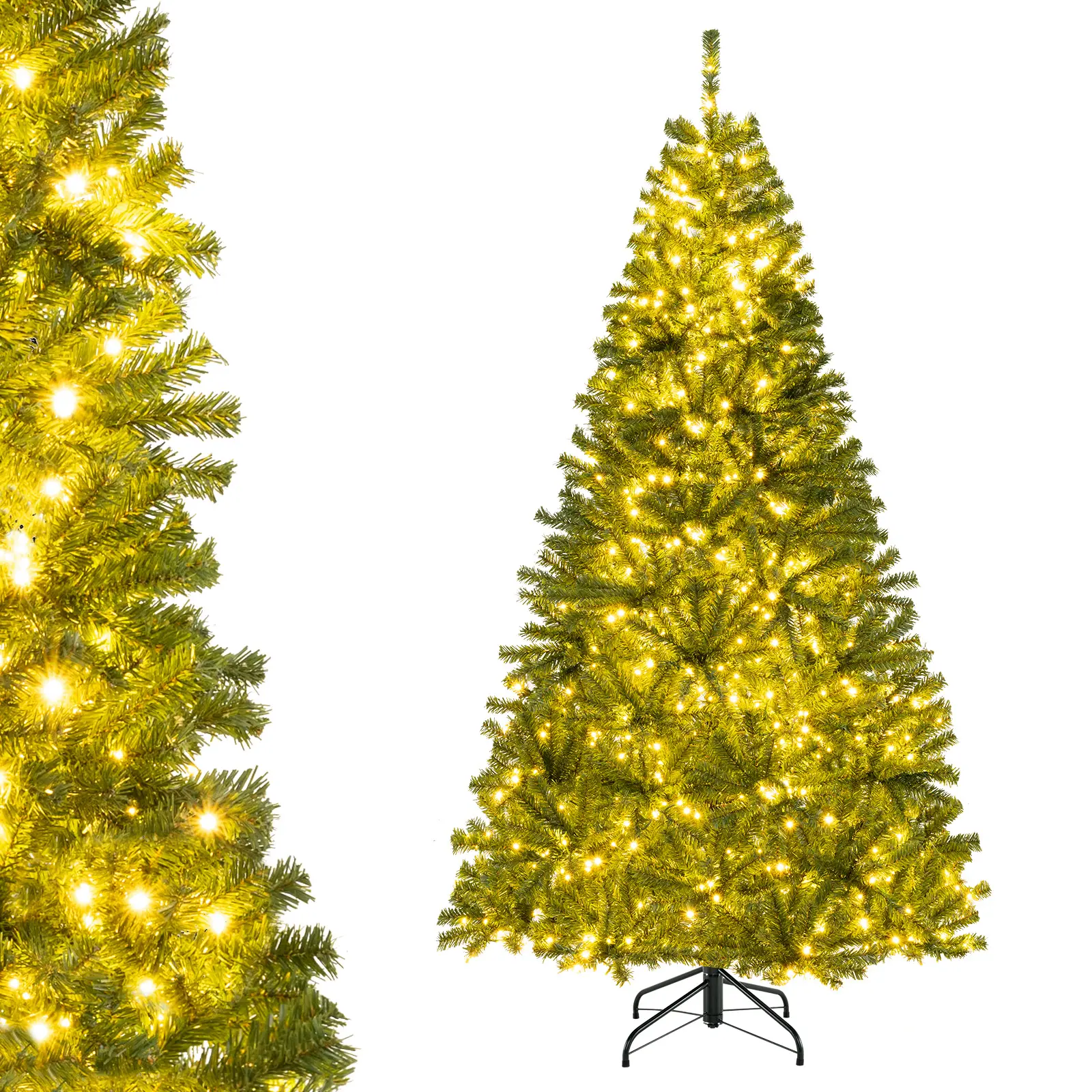 COSTWAY - 6/7/8 FT Pre-Lit Artificial Christmas Tree with Remote Control and LED Lights-7ft