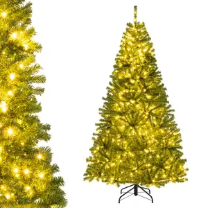 COSTWAY - 6/7/8 FT Pre-Lit Artificial Christmas Tree with Remote Control and LED Lights-7ft