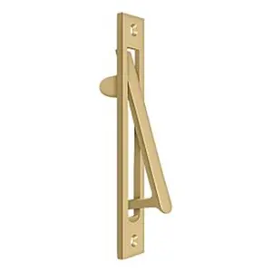 212 MAIN HD Pocket Door Edge Pull D-Handle Door Plate - Solid Brass Hardware, Brushed Finish, 6.18 x 1.25 in Dimensions, D-Handle Door Plates