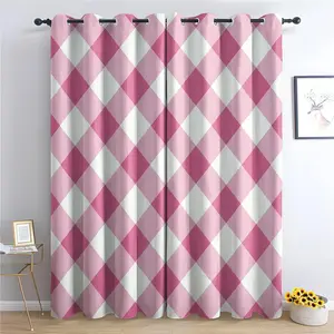 Gingham Curtains Blackout Pink and White Check Blackout Curtains for Bedroom Living Room, Buffalo Plaid Curtains & Home Decor, Girls Window Curtain 53"W x 84"L (Pack of 2)