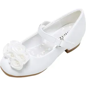 Girls Dress Shoes – White Mary Jane Low Heels, Special for Wedding Flower Girl (Toddler//Big Kid)