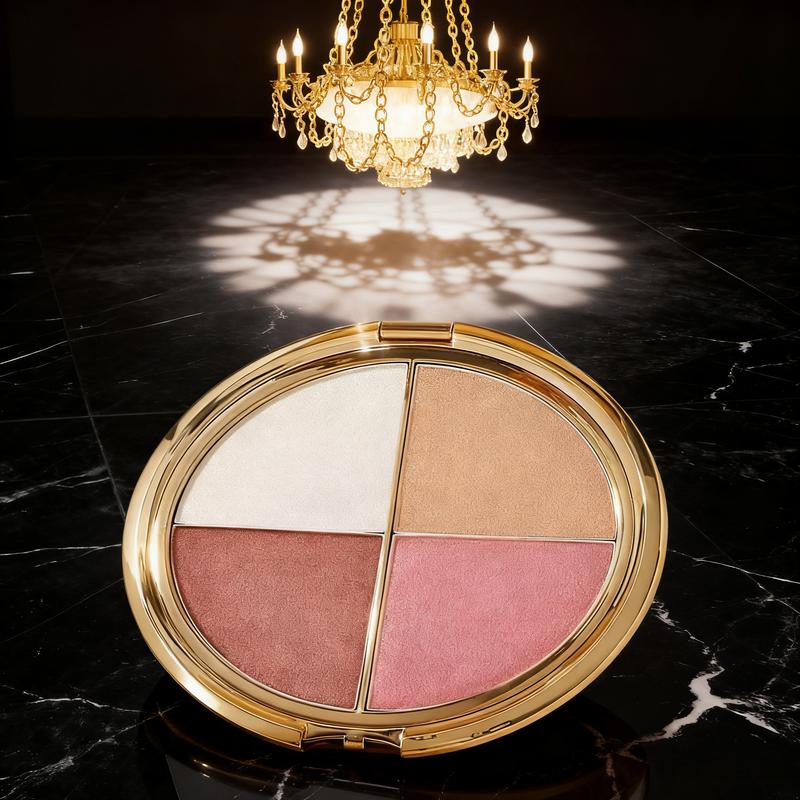 freeWomen's Highlighter &Cheek Palette GlowjiuHighlighter & CheekPalette with Brush,a 4-in-1Multi-FunctionalMakeup Palette for HighlighterEyeshadow,Blush,Contouring,andFoundation