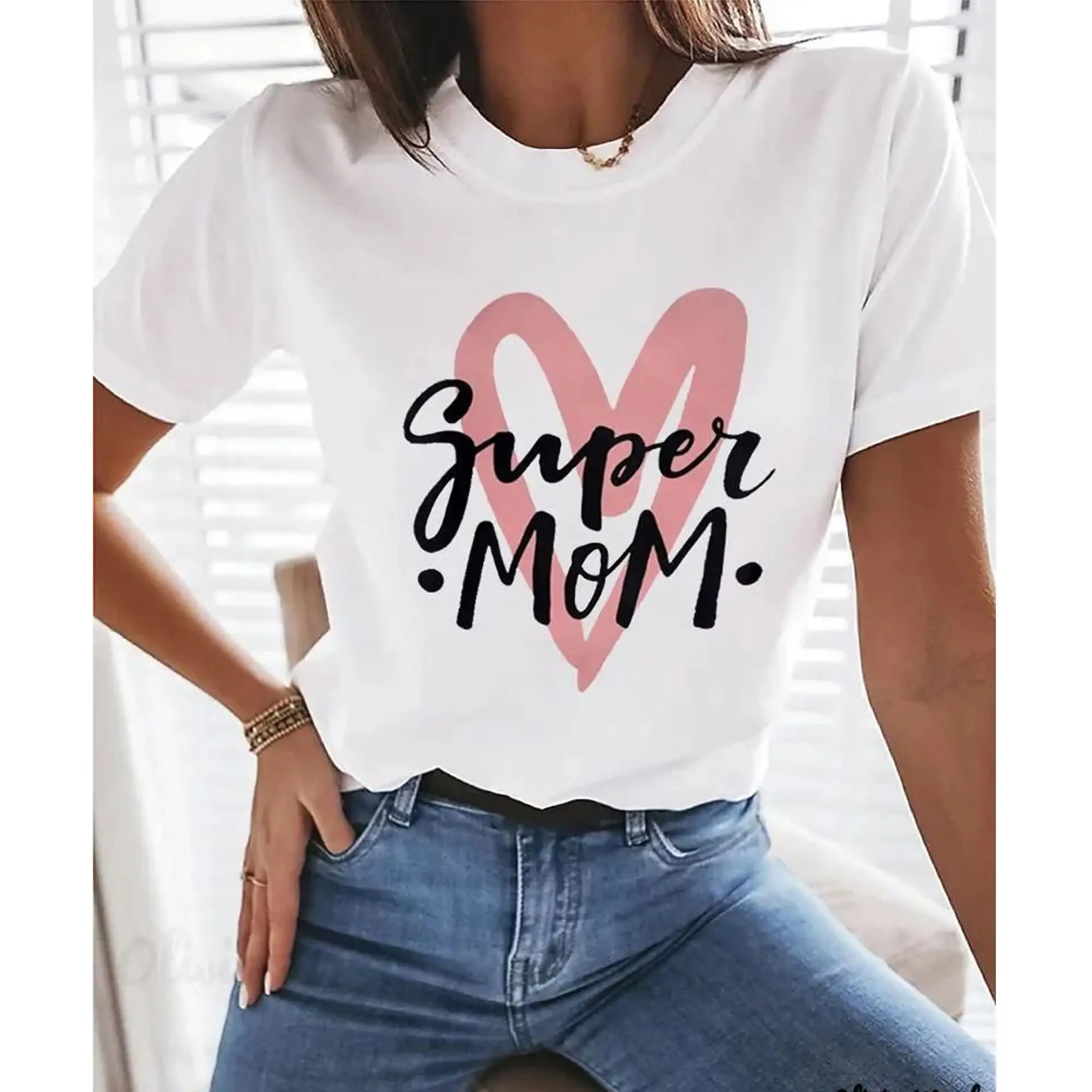 100% Cotton, Super Mom Graphic Printed Cotton TShirt, Casual Wear for Women, Gift for Mothers, Mother's Day Shirt, Mom Life Tee, Funny Mom Shirt