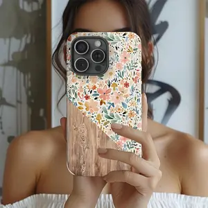 Boho Wood Watercolor Delicate Flowers Colorful Spring Botanical Garden Flowers Woodland Floral 2 in 1 Phone Case with Durable, Shock Absorbent, Stylish Design. Compatible with Iphone 11, 12, 13, 14, 15 and 16 Pro Max and Pro Plus Series A creatively desig