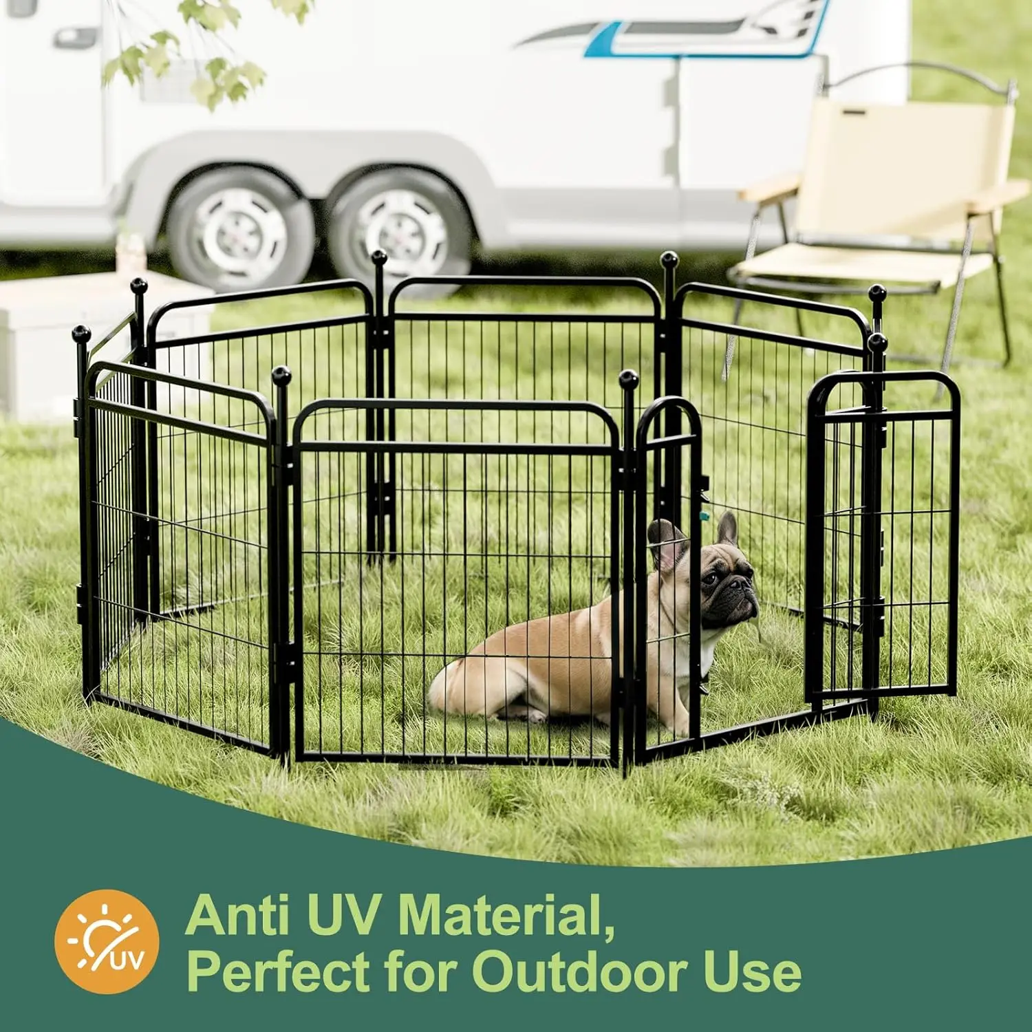 Pet Dog Playpens, 24/32/40" H 8 Panels Dog Pen Outdoor/Indoor Dog Fence Exercise Pen for Small/Medium Dogs, Foldable Pet Play Yard Gate with Gravity Automatic Lock, Pet Playpen Escape Proof Kennel Wire Metal Kennel Enclosure Portable
