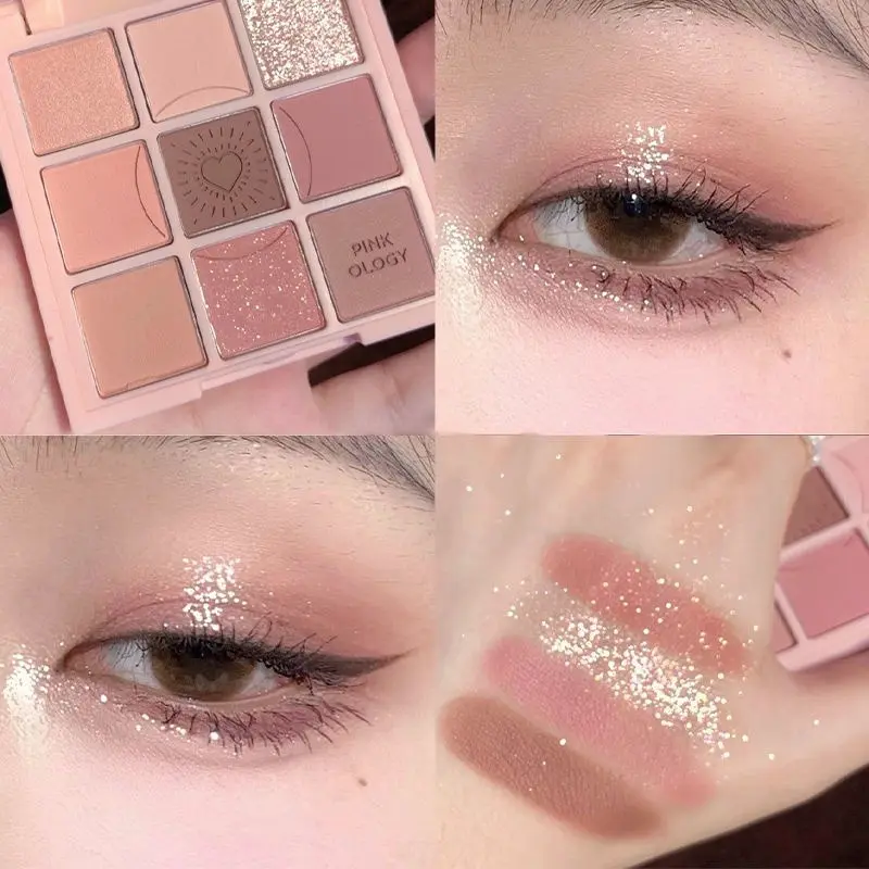 9 Color Eyeshadow Palette, Matte & Shimmer Finish, Tea Latte Nude Shades, Portable Makeup Set for Daily Use, Essential Beauty Products, Beauty Eyeshadows, Shimmering Eyeshadow Palette