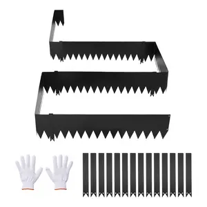 VEVOR Galvanized Steel Landscape Edging, 12-Pack 40 x 8 Inch Metal Edging for Landscaping with 14 Mounting Clips, Heavy Duty Metal Garden Edge Border for Flower Bed, Yard Pathway, Black