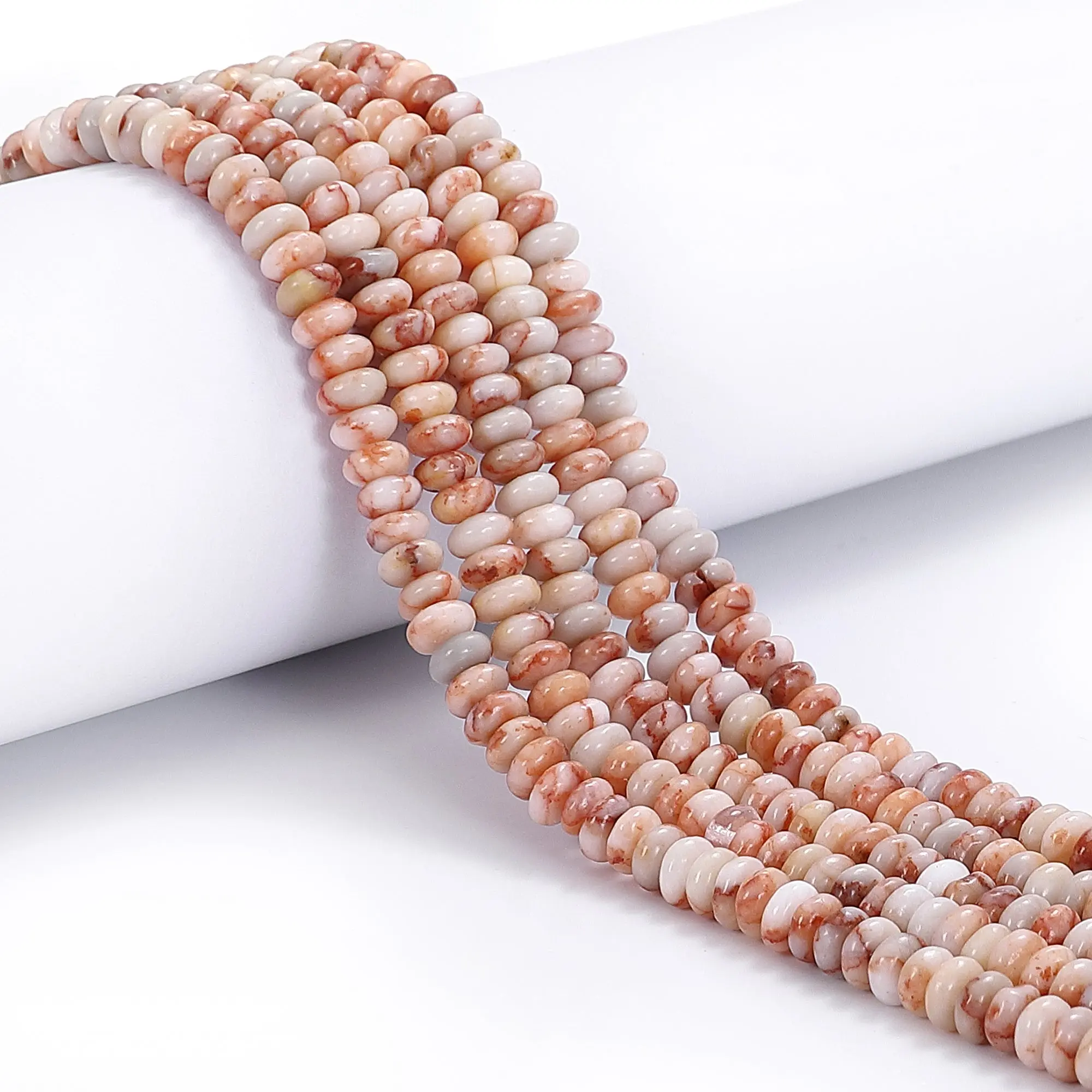 Natural Red Silk Stone Web Jasper Smooth Rondelle Beads Size 4x6mm 15.5'' Strand