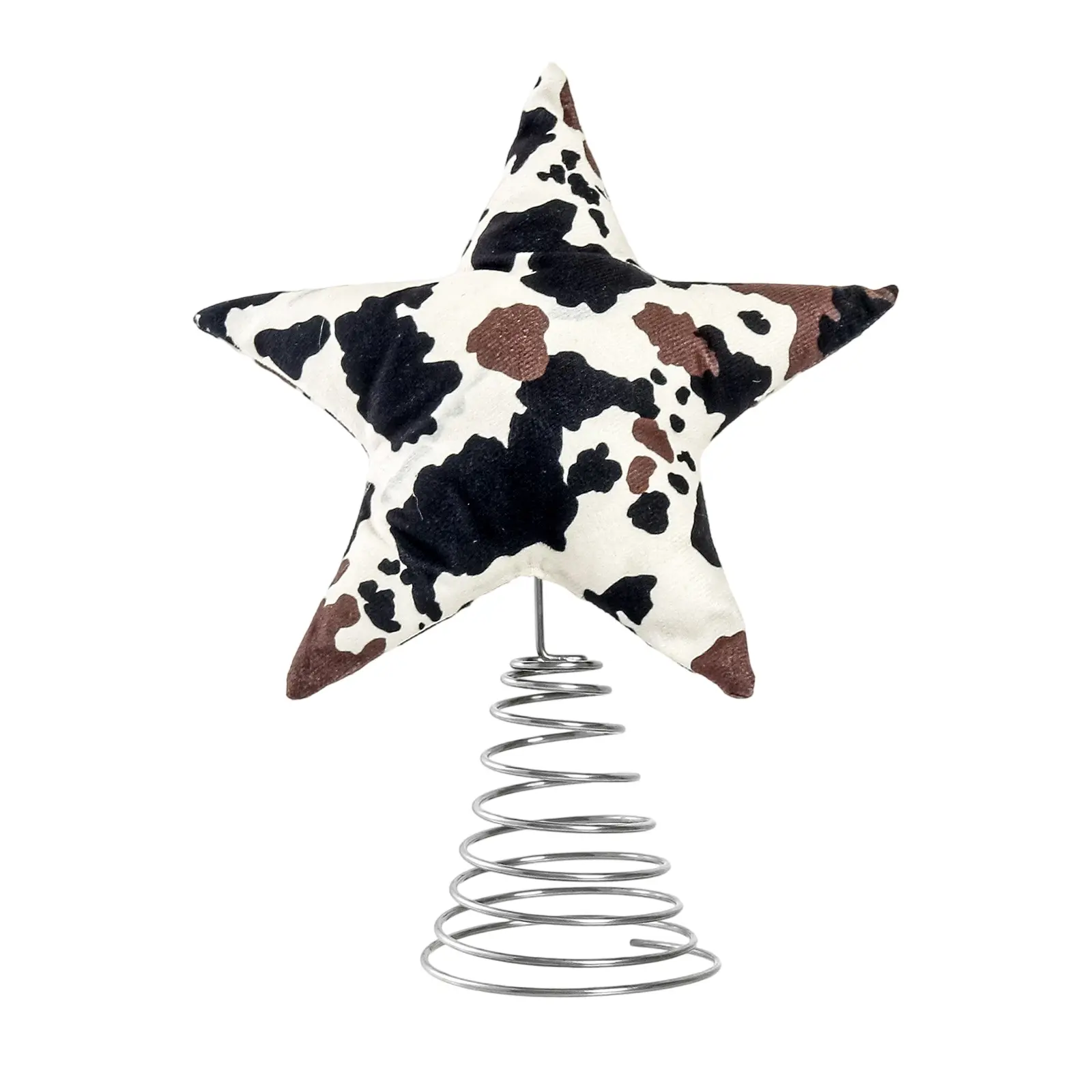 Christmas Star Tree Topper Cute Cow Print Star Treetop Decoration Winter Holiday Christmas Tree Supplies for Home Decor