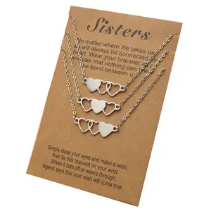 Stainless Steel Best Friend Necklace for 3 Sisters and 3 Friends