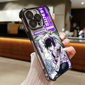 Creative Anime-Style "Book-Wielding Boy" Chrollos Lucilfers Phone Case - Compatible with iPhone 16, 16e, 15, 14, 13, 12 Mini, 11 Pro Max, X, XR, XS Max, 8, 7 Plus |   Anti-Drop Transparent Back Cover with Electroplated Frame
