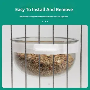 Removable Parrot Feeding Bowl Transparent Bird Food Cup Durable Chew Resistant Pet Feeder Easy Clean Multiple Sizes, Parrot Feeding Dish Removable Clear Bird Water Cup Chew Resistant Durable Pet Food Bowl