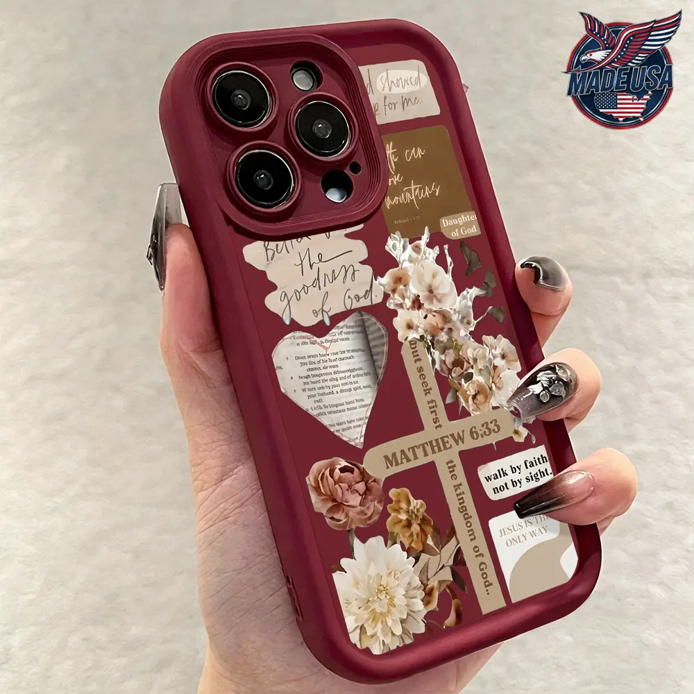 Christian Cross Bible Verse Vintage Beige Aesthetic Collage Pattern Cellphone Case - Slim Fit, Shockproof TPU, Raised Lips Protection, Durable Flexible Shield Casing Accessory for iPhone 17,16,15,14 Pro Max,13,12,11,Air,XR,XS,Plus Multi-Model Devices