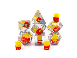 Fries Resin DnD Dice Set: 7-Piece Fast Food RPG Dice with Fried Potato Vibes for Dungeons & Dragons and Tabletop Gaming