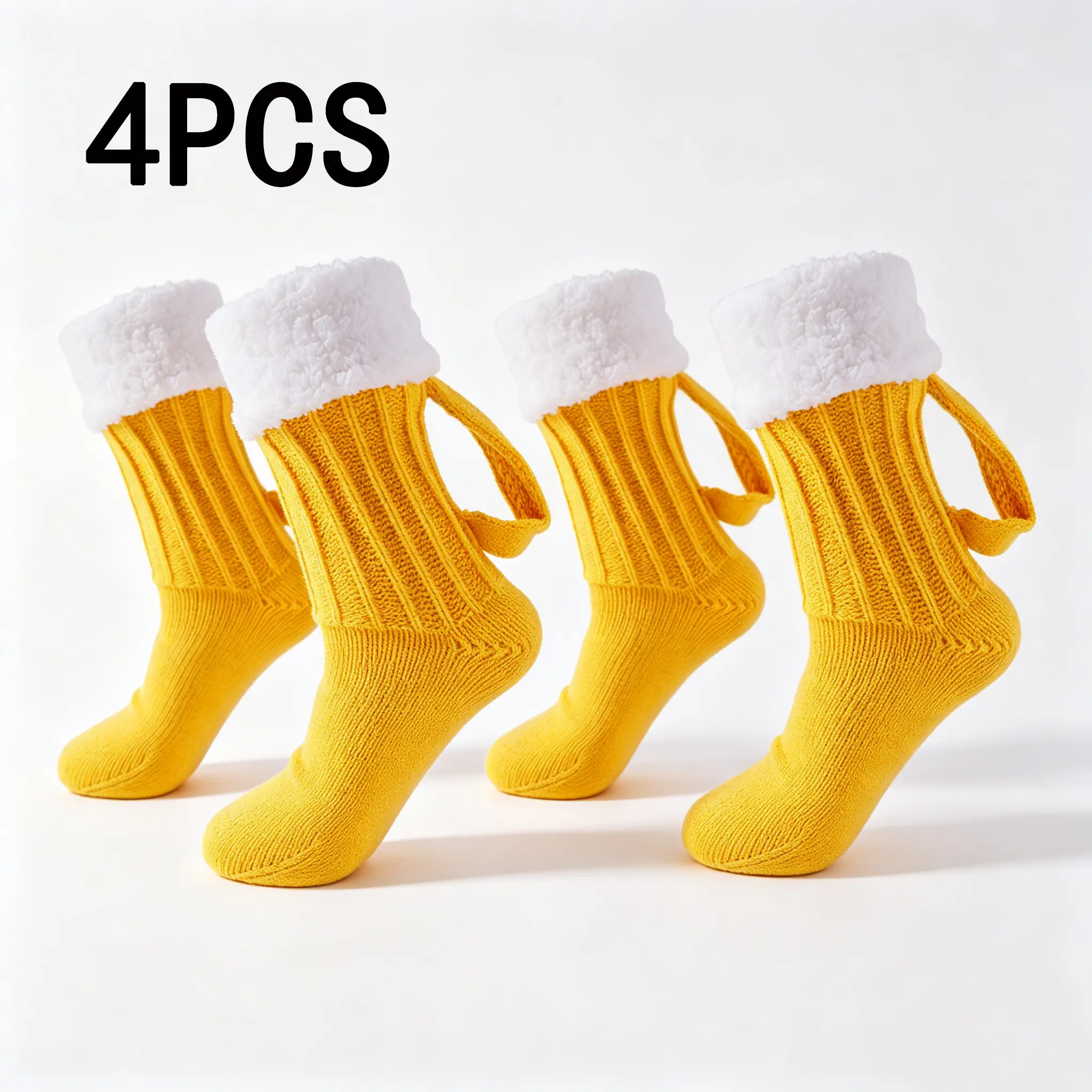 Women's Mid-Calf Socks - 2-Pair Chunky Wool & Warm Acrylic Knit Socks for Autumn, Winter Floor Use