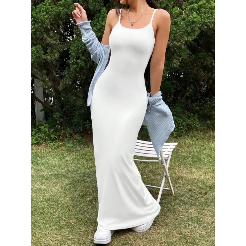 green emerald velvet dress Zapakasa Women Little White Dress A-Line Spaghetti Straps Lace-Up Back Graduation  Dress main image 0