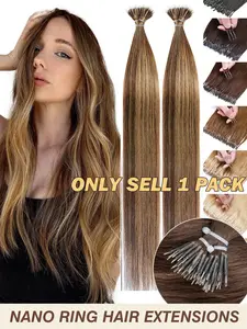 Microbead Nano-Ring Hair Extensions - Natural Straight Human Hair, 10 Colors (Blonde, Brown, Black) Undetectable Hair Extensions, 30.48-60.96cm Length, Adds Volume & Length For Women & Men, Platinum Highlights Hair, For All Women